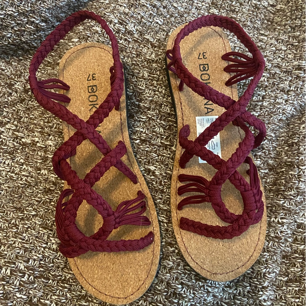 Bokyna Burgundy Freedom Sandals -  Size 6 (37 EU)